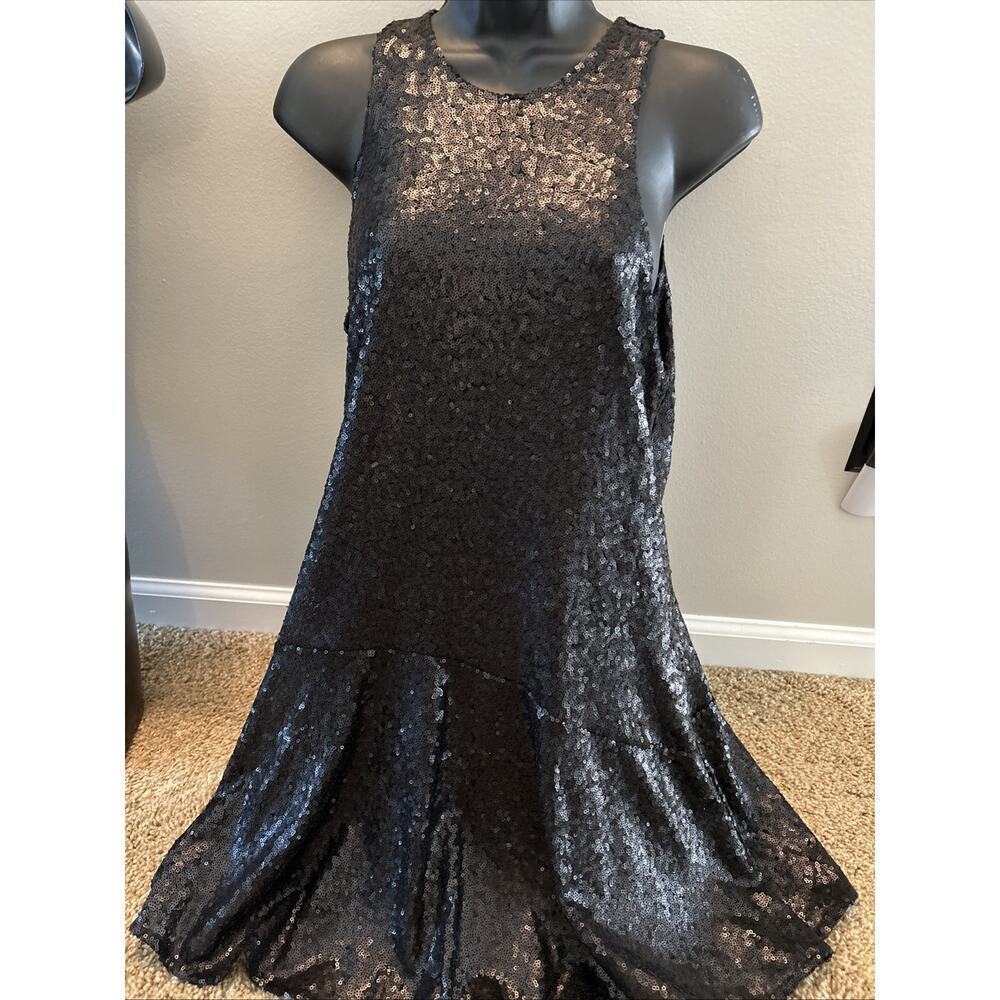 FREE PEOPLE Small Sleeveless Little Black Sparkling Party Dress Sequin Cocktail